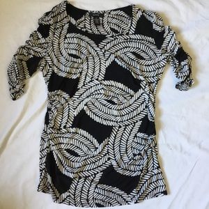 Alfani Black & White Short Sleeve Blouse Size S